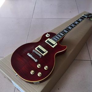 Elektro Gitar G Stan Dard L P Eğik Kırmızı Kaplan Desen Renk Maun Vücut Gül Kıta Klavye Destek Özelleştirme Freeshipping