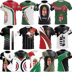 2023 2024 Ny ungerska flagga 3D Digital tryckta mäns vuxna fotboll Kort ärm T-shirtstorlek XXS-6XL
