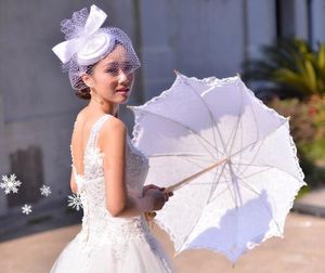 New Wedding Lace Bridal Parasols White Ivory Sun Umbrellas Pography props Beautiful Bridal Accessories High Quality Wedding Fav4373131