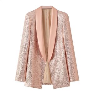 Taop Za Early Spring Product Womens Fashion Casual Versatile Sequin Decoration Suit Coat 240127