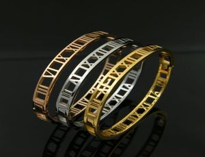 Bangle selling Highend Sirocco Skinny Ms Roman Numerals Hollow Bracelet Fashion Titanium Steel9957127