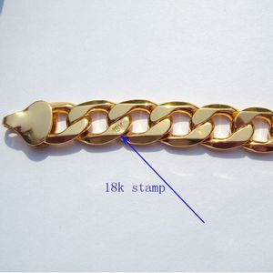 18 k Katı Goldgf otantik kaplama 18 K damgalı 10mm ince kaldırım Küba Bağlantı Zinciri Kolye Erkekler 600mm235n