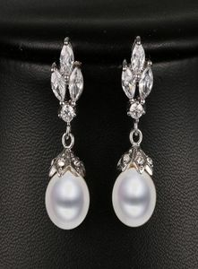 Emmaya Fashion Marquise Shape CZ Pearl Earring White Gold Color Bridal Wedding Earring Ny ankomst Vacker Gift7709831