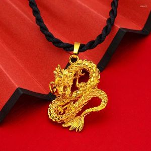 Encantos delicado estilo chinês pan dragão pingente colar decorativo para homens irmão pai jóias moda zodíaco