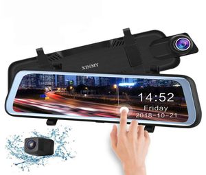 Yeni 10 inç tam dokunmatik ekran akışı medya otomobil dvr arka görünüm ayna çift lens ters yedek yedek kamera 1080p 170 tam HD Dash Camcord4844116