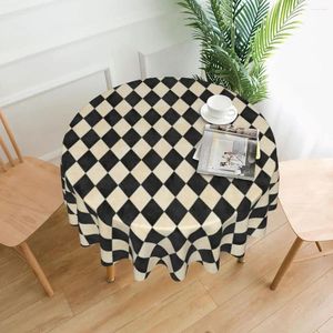 Toalha de mesa preta amarela diamante toalha de mesa argyle à prova d'água capa redonda retrô personalizada para sala de estar jantar