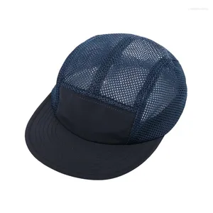 Ball Caps Quick Dry Mesh Baseball Cap For Men Women Adjustable Flat Brim 5 Panel Snapback Outdoor Breathable Sport Sun Hat