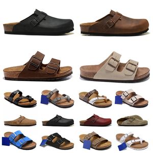 Birkinstocks Designer Boston Clogs Kapcie Sandały Kork Fłasna skórzana zjeżdżalnia Flip Flip Flip Flip Cowhide Women Men Men Arizona Mayari Slipper Birkin Stocks