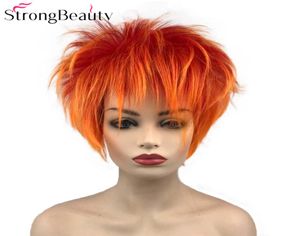 Short Synthetic Wigs Orange Red Wig Men Women039s Fluffy Straight Cosplay Party Wigs Heat Ok2796510