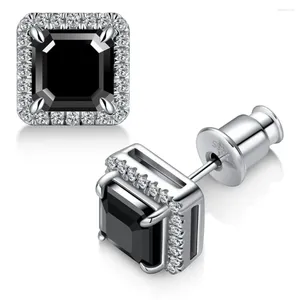 Studörhängen M-Jaja All Moissanite for Women Men Black Square D Color Diamond S925 Sterling Silver 18K Plated Earring Wholesale