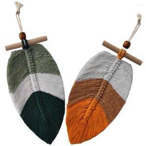 Party Decoration Macrame Wall Decor 2 PCS Leaf Hanging Handmade Boho Wood Beads Ornament Nursery Nursery