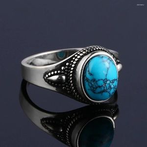 Cluster Rings Natural Turquoise For Women Men Sterling Silver 925 Ring Engagement Party Finger Gift Vintage Fine Jewelry