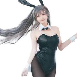 Anime Rascal não sonha com a coelhinha Sakurajima Mai Cosplay Sexy Macacão Peruca Costume295F