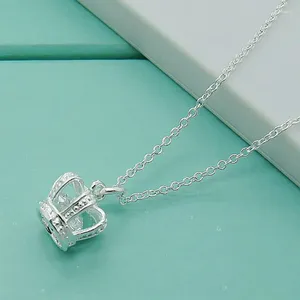 Pendants Luxury Brand 925 Sterling Silver Unique Design Queen Crown Pendant Necklaces For Women Charm Jewelry