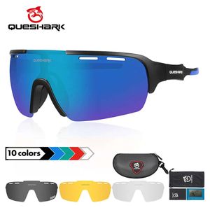 Queshark Yetişkinler HD Polarize Bisiklet Güneş Gözlüğü Spor MTB Bisiklet Gözü Binicilik Yolu UV Ayna Bisiklet Gözlükleri Goggles QE43