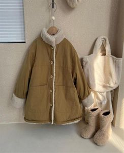 Winter New Children039s Wear Plush Long Cape Girls039 Thickened Wool Coat Cotton Jacket262Y5660892