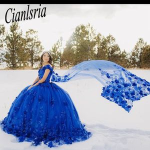 Royal Blue Vestidos de xv anos quinceanera klänningar Applique Beaded Princess Dresses i 15 år födelsedagsklänning snörning