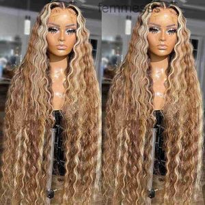 Pre Cut Highlight Wig Curly Human Hair 220nsity 13x4 Deep Wave Bleached Knots Glueless Wigs 7x5 Plucked Wear and GoVCRM VCRM