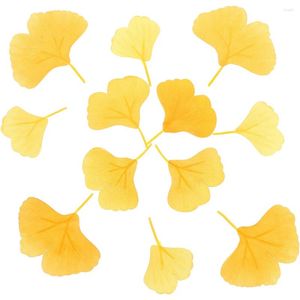 Dekorativa blommor 200 datorer gula konstgjorda Vine Morning Glory Autumn Table Scatter Gold Decor Fake Ginkgo Leaves