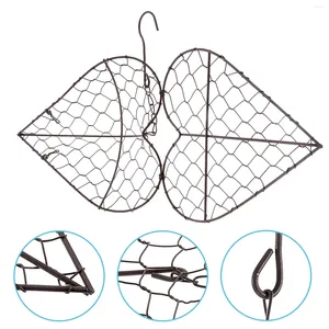 Dekorative Blumen, Herzform, Eisendraht, Kranz, Metallrahmen, Sukkulenten-Topf, Pflanzen-Dekor, Erdbeer-Hängekorb, Schüssel