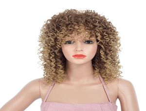 Women Afro Long Kinky Curly Hair Wavy Wigs Wave Curls Blond Synthetic Woman Sexy Party Wigs Wig Cap6489780