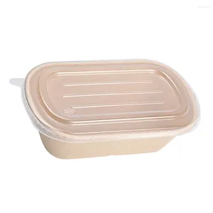 Wydzielacze 10pcs 850 ml jednorazowe posiłki przygotowawcze pojemniki papierowe pudełko na wynos ekologiczne pudełka na lunch (przezroczystość)