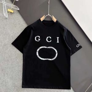 Fashion Casual Guggi Classic Trendy High Edition New 2023 Summer Social Letter Print Kort ärm Loose Red T-shirt