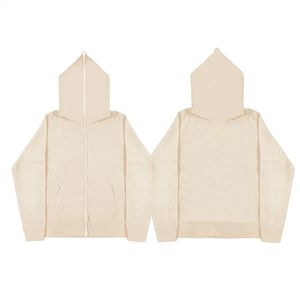 Blank Full Zipper Retro Couple Hip Hop Hoodies Sweatshirt Loose Oversized Harajuk High Street Men''s Streetwear Coat 240127