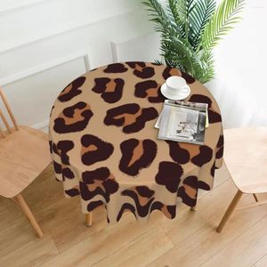 Tabela de mesa de mesa dourada de toalha de leopardo marrom