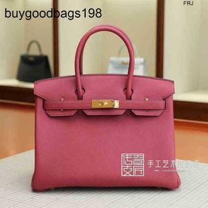 Designer Bags Womens Handbags Have Logo Pure Manual Wax Tread Sewing Real Leather Tlogo Garnet Bk30cm Gold Buckle