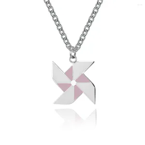 Pendant Necklaces Titanium Steel Paper Windmill Men And Women Couple Necklace Pink Hanging Chain