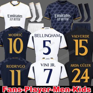 23 24 Bellingham Vini JR Soccer Jerseys Mbappe Tchouameni 2023 2024 Football Shirt Real Madrids Camavinga Rodrygo Modric Camisetas Men Kids Kids uniforms player player