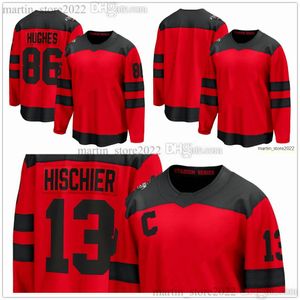 Costurado Orange 2024 Stadium Series Hockey Jerseys 86 Jack Hughes 13 Nico Hischier Homens Mulheres Juventude