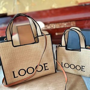 Embroidery Designer Basket Bags Women Summer Straw Raffia Handbags 2 Size Anagram Small Tote Crossbody Bag Lo Bucket Bag Purse Handbag