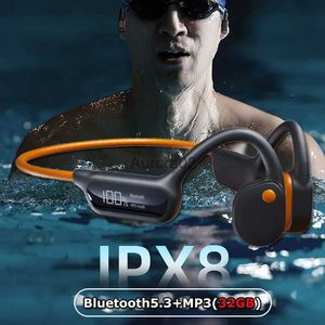 Mobiltelefonörlurar x10 Bone Conduct Bluetooth5.3 Wireless IPX8 Waterproof Headset Mp3 Player Swimming Ear-krok med Mic Power Display YQ240219