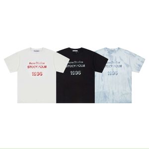 Sommer-AKNE-Kurzarm-T-Shirt für Herren und Damen, Old 1996, Buchstabendruck, Krawattenfärbung, Rand getragen, Rundhals-T-Shirt, Paar