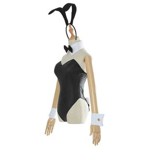 Seksowna urocza króliczka dziewczyna cosplay kombinezon anime sakurajima mai senpai kostium faux skórzana kobieta rabbit kostiumów y0913280h