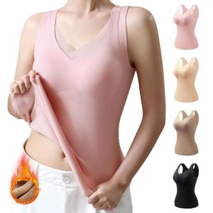 Camisoles Tanks Wowen Seveless Thermal Fleece Tank Top for Women v Womens Lace Underwear Tight Topsパッド入りパックコットン