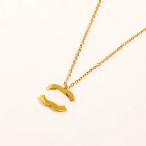 Wholesale Simple Designer 18K Gold Plating Pendant Necklaces Famous Brand Double Letter Stainless Steel Steels Seal Necklace Lovers Party Jewelry Accessories