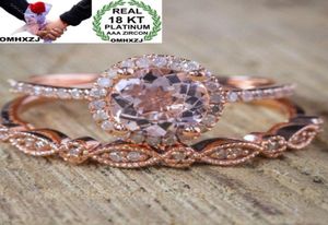 Omhxzj cała europejska moda kobieta man imprezowy prezent ślubny luksusowy biały cyrkon 18KT Rose Gold Ring Zestaw RR5273515775