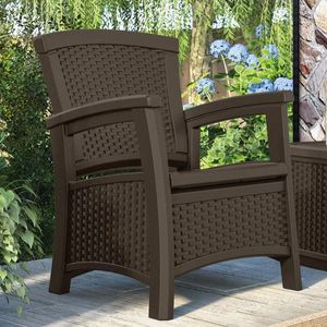 Camp Furniture Suncast Elements Resin Individual Club Chair With Storage Java Garden Bench Balcony Outdoor