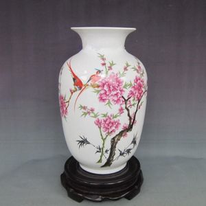 Peach Blossom Porcelain Porcelain Home Decoration Wax Gourd Vase Mandarin Duck under Lotus Flower Vase Mesa Dekoration267y