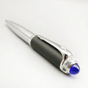 Luxury White Black Leather Barrel Ballpoint Pen Classic Sports Car Head High Quality Writing Smooth