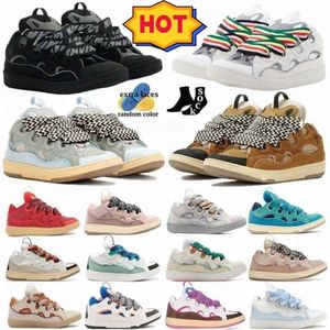 2024 Leather Curb casual shoe Emed Mens Women Hightop Calfskin Rubber Nappa Platformsole Shoe Lavinss Trainers sneakers