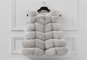 Królewska Blue Sleveless Faux Fur Płaszcz Fashion Spring Autumn Ladies Long Fue Fur Kamizelka 3xL9306113