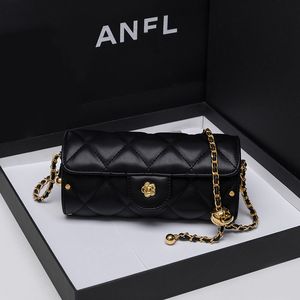 Dragon cylinder bag, women's new small fragrant style diamond grid chain bag, versatile sheep pattern single shoulder crossbody bag, fashionable makeup bag