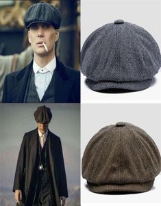 Chapéus Homens Vintage Visgraat Gatsby Tweed Peaky Blinders Jornal Sman Lent Plate Pieced Baret293g56529344664161