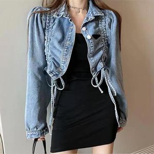 Moda jaqueta denims mangas compridas casacos curtos estilo vintage denim jaquetas primavera outono proteção solar outerwear jaquetas das mulheres jaqueta de luxo topo