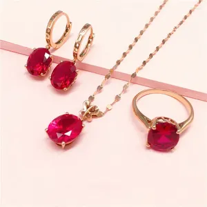 Kedjor 585 Purple Gold Plated 14k Rose Inlaid Oval Ruby Pendant Simple Farterfly Necklace Ladies Exquisite Fashion Jewelry Gift