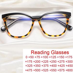 サングラスファッションスクエアカラフルな読書メガネ女性スタイリッシュな青色光光学系コンピューター処方眼鏡プラス2.5